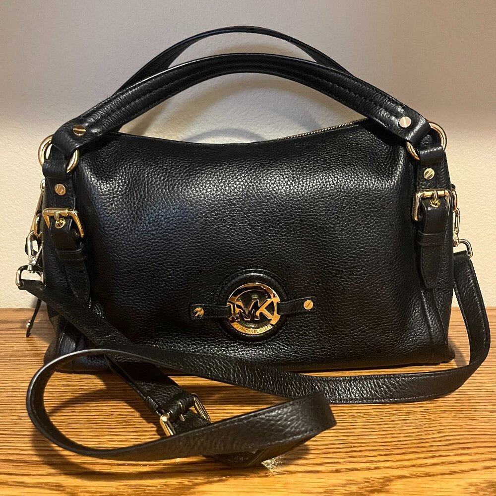 Michael Kors black purse with gold accents